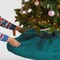 FabricLA Dk Turquoise Faux Fur Tree Skirt Cut - 60 Inches with Rounded Edges (No Backing) for Holiday Decor